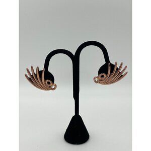 Coro Pair Clip On Earrings Rose Gold Tone Approx 1.75"